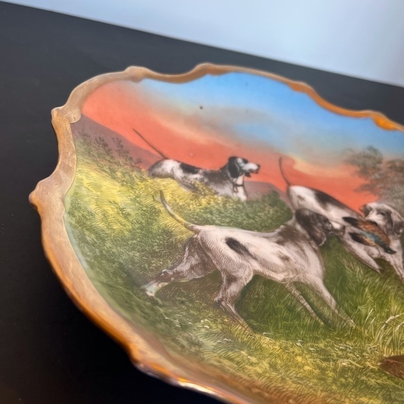 Antique Victoria Carlsbad Plate - Hunting Dogs  Made in Austria - Picture 5 of 13